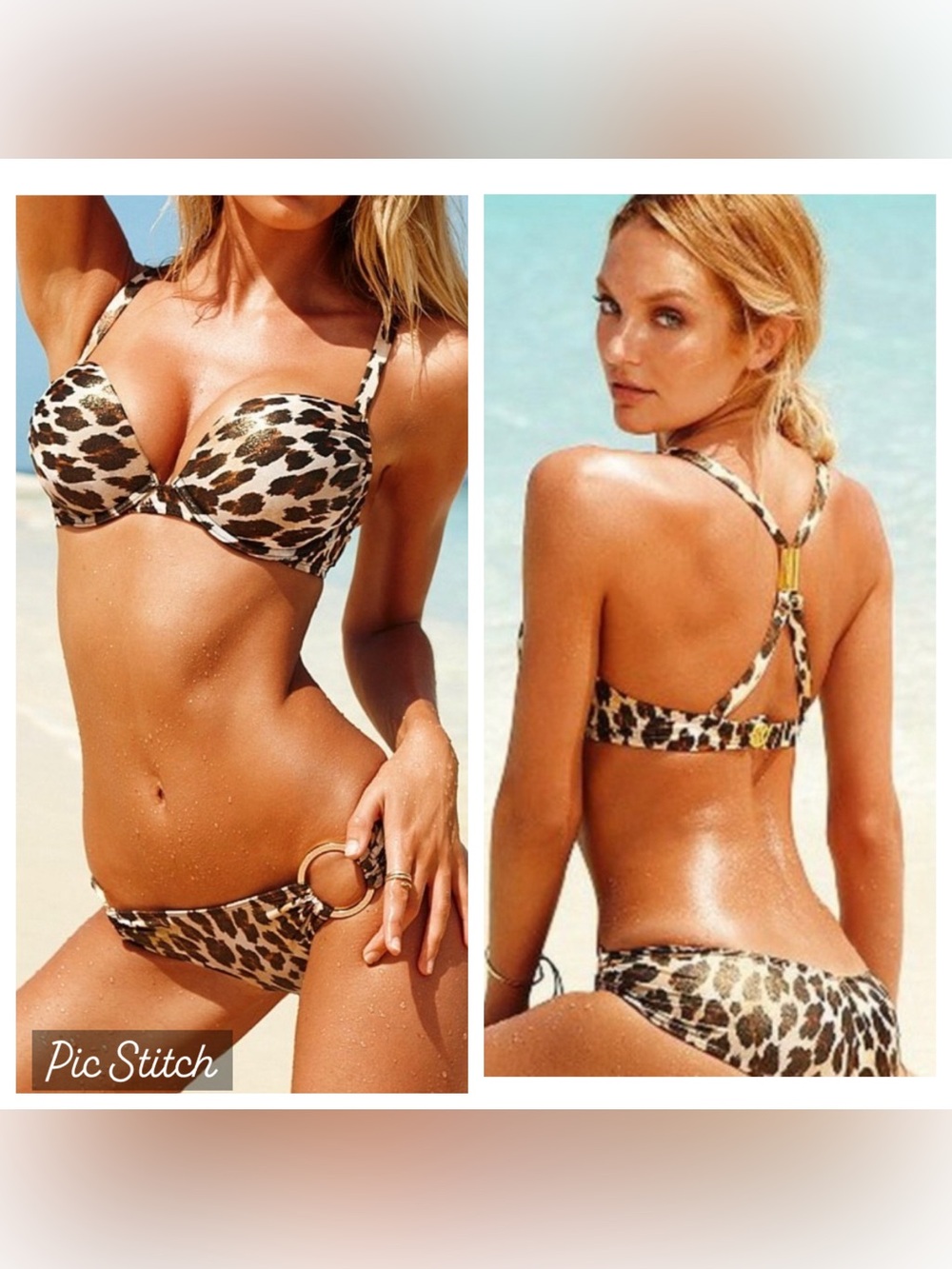 Victoria’s Secret Shimmer Cheetah Bombshell Push Up Bikini 34A/Large